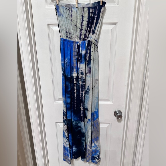 Rolla Coster Navy and Sky Blue Tie Dye Pattern Dress - Picture 1 of 7